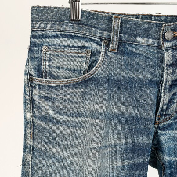 Prada Medium-Blue Distressed Tapered-Fit Jeans - Picture 6 of 16